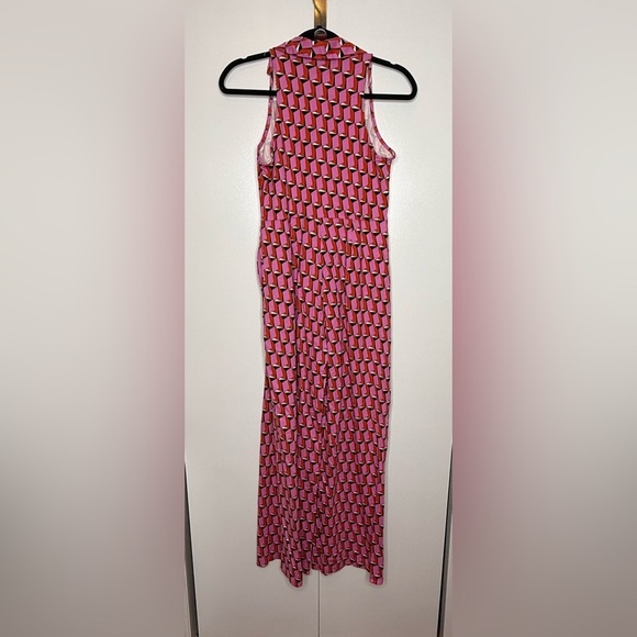 Diane Von Furstenburg DVF X Target - pink geometric collared jumpsuit Small - Picture 6 of 13